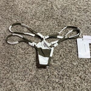 NWT Wicked Weasel White and Olive 468 Thong Bikini Bottom - XS